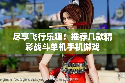 尽享飞行乐趣！推荐几款精彩战斗单机手机游戏